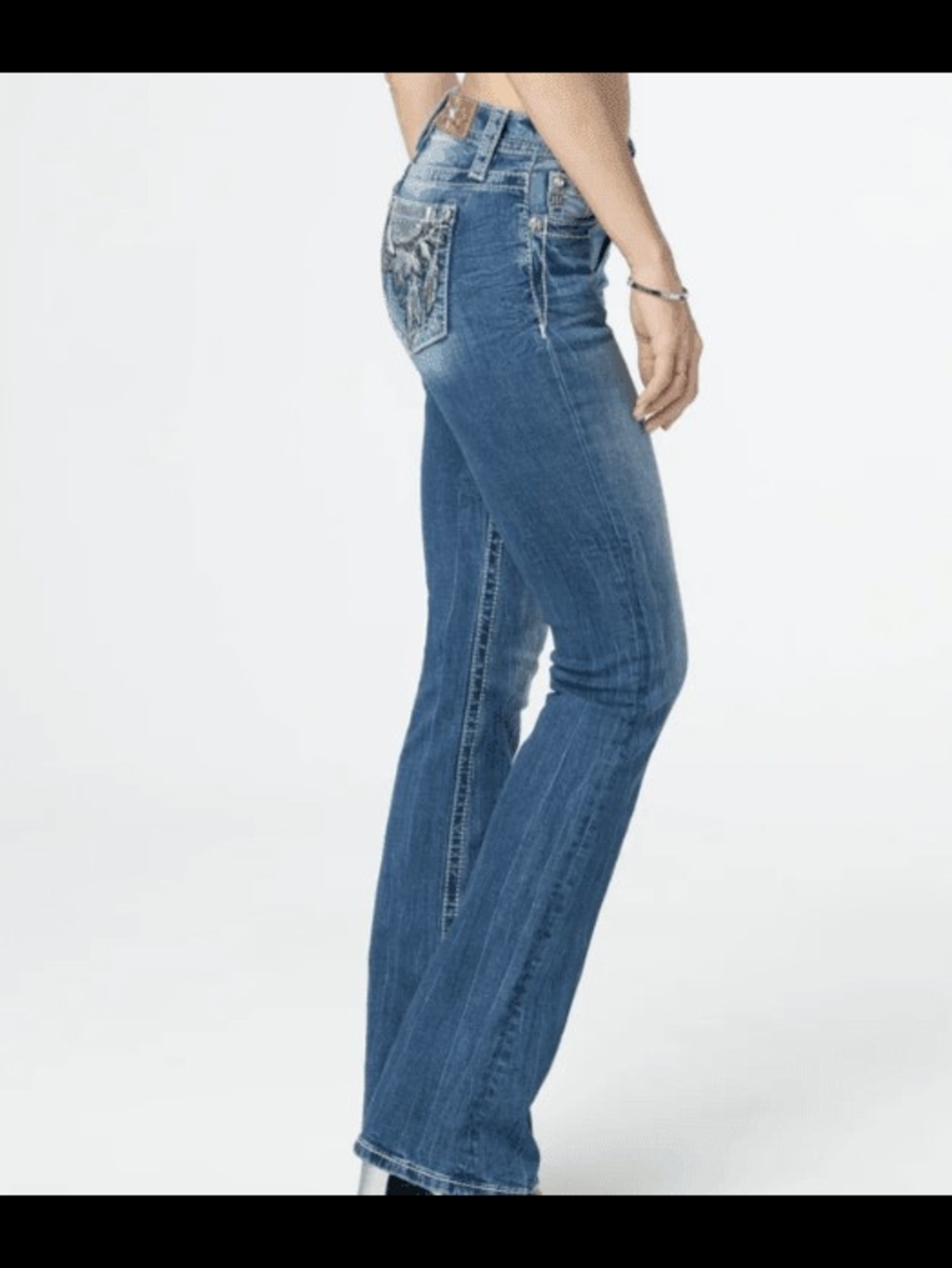 Miss Me Blue Bootcut Jeans with Embroidered Back Pockets Size 26 - Picture 5 of 16